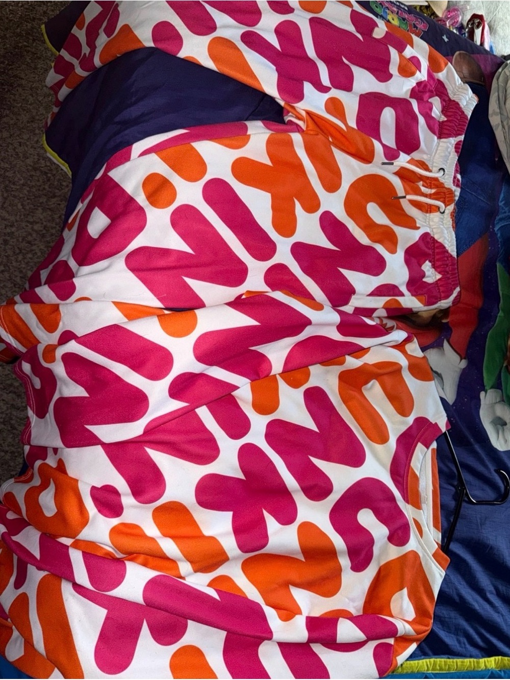 Dunkin Donuts Size XL Bold Pink & Orange Graphic Lounge Top and Bottoms